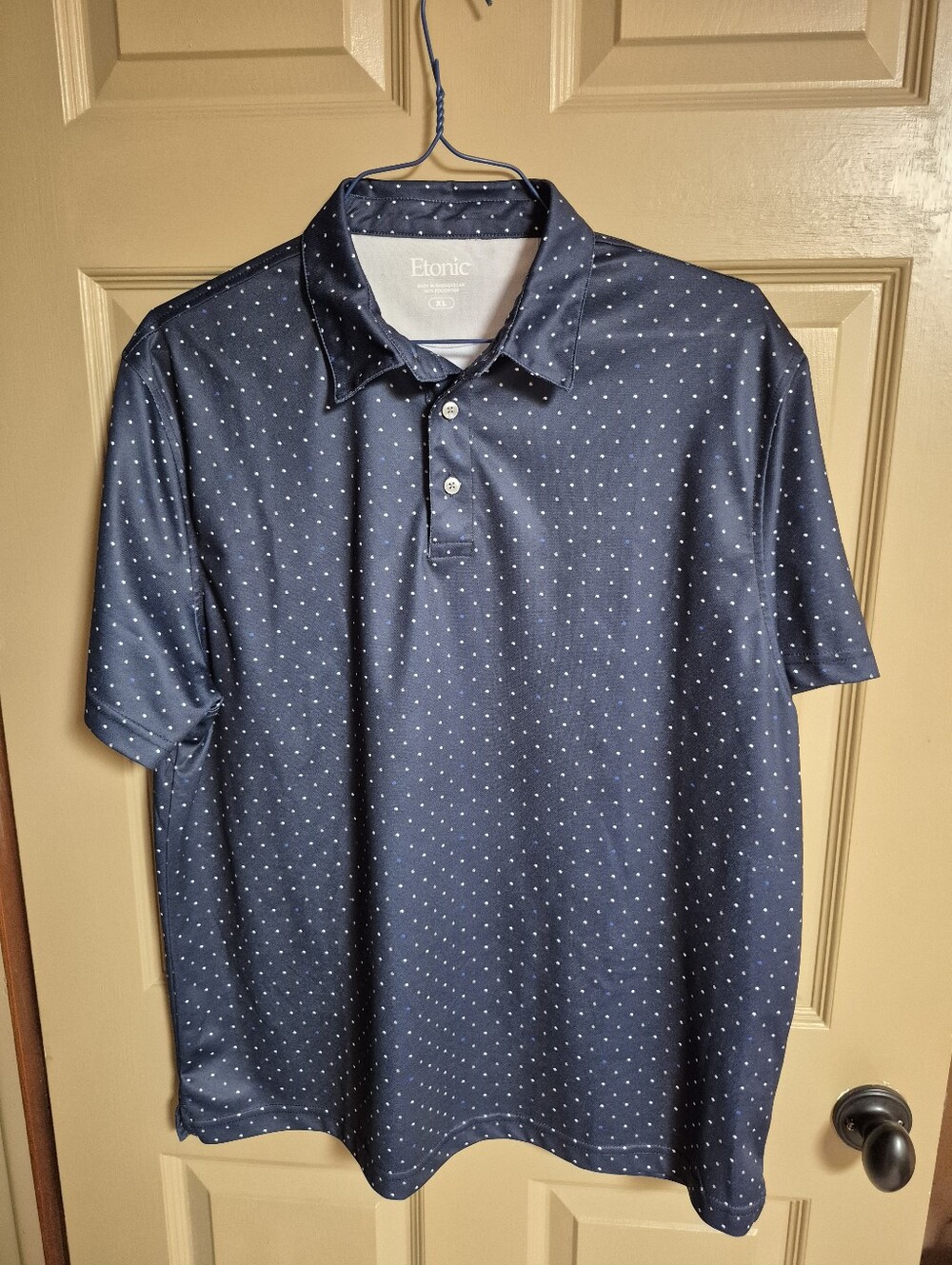 Etonic Men’s Navy Blue Polo with White Micro Dots XL
